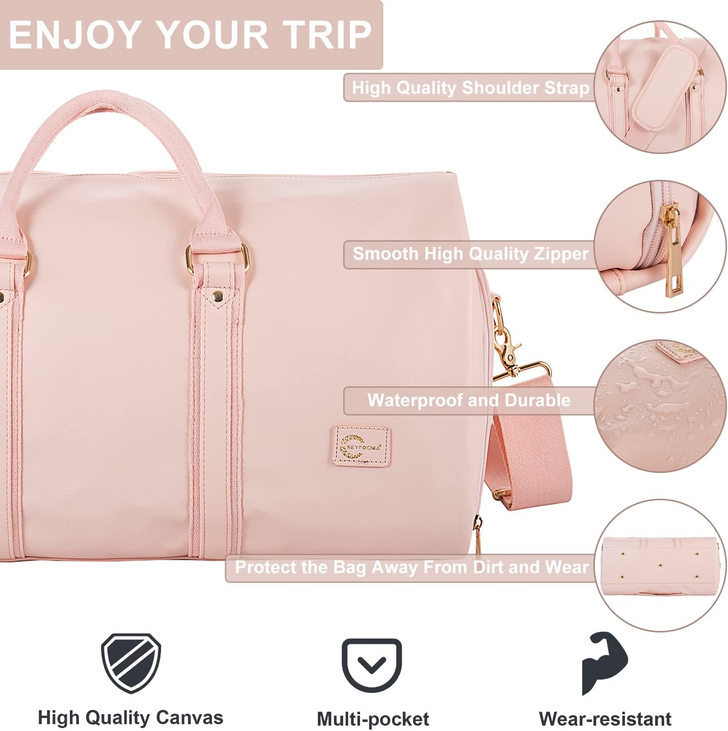 Konvertierbare PU-Leder-Kleidungs-Duffel – Handgepäck Weekender Reisetasche