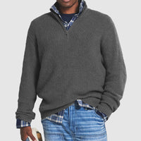 Comfortable men's pullover with short zipper – Milan