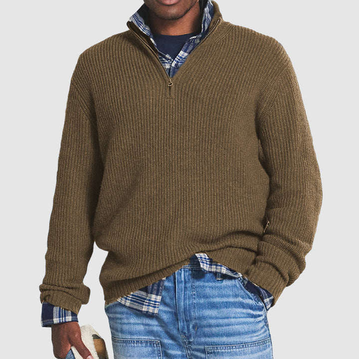 Comfortable men's pullover with short zipper – Milan