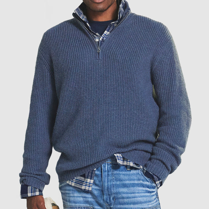 Comfortable men's pullover with short zipper – Milan