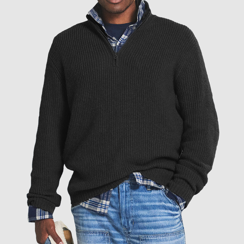 Comfortable men's pullover with short zipper – Milan