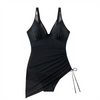 Formendes Badeanzugkleid mit Mesh-Einsatz & Wickeloptik – Melina