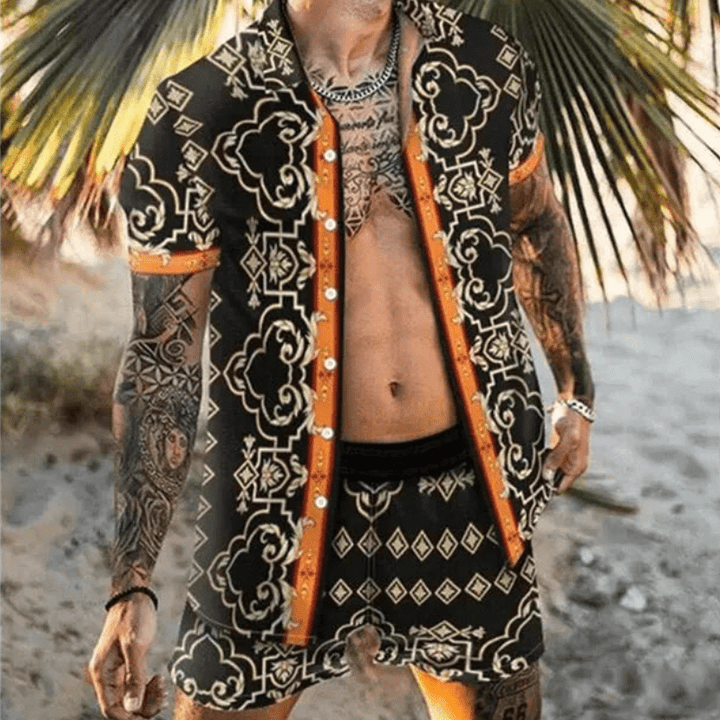 Zweiteiliges Herren Sommer Set mit Patchwork-Print – Malik
