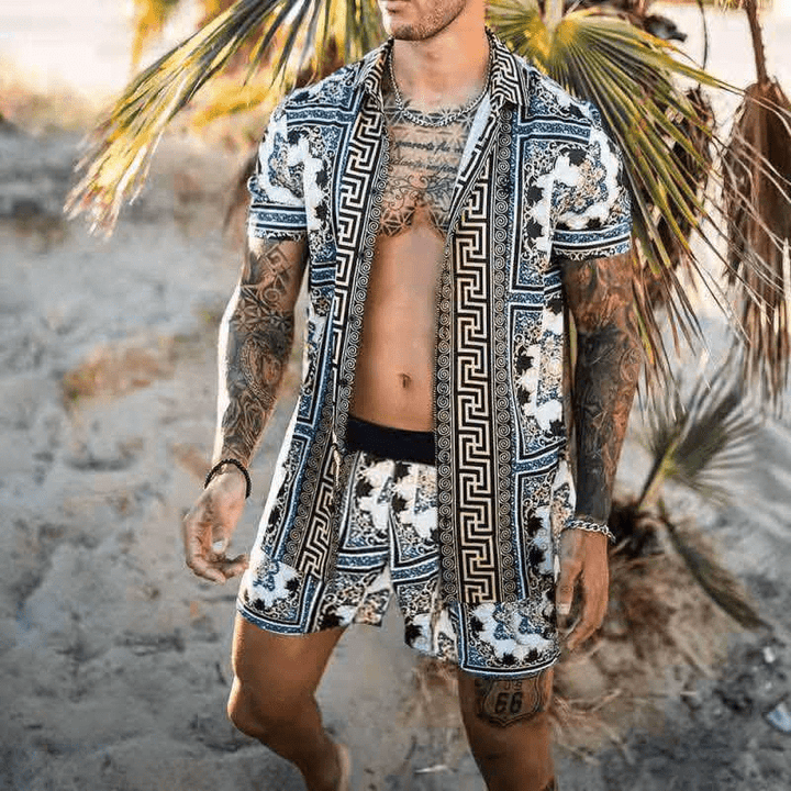 Zweiteiliges Herren Sommer Set mit Patchwork-Print – Malik