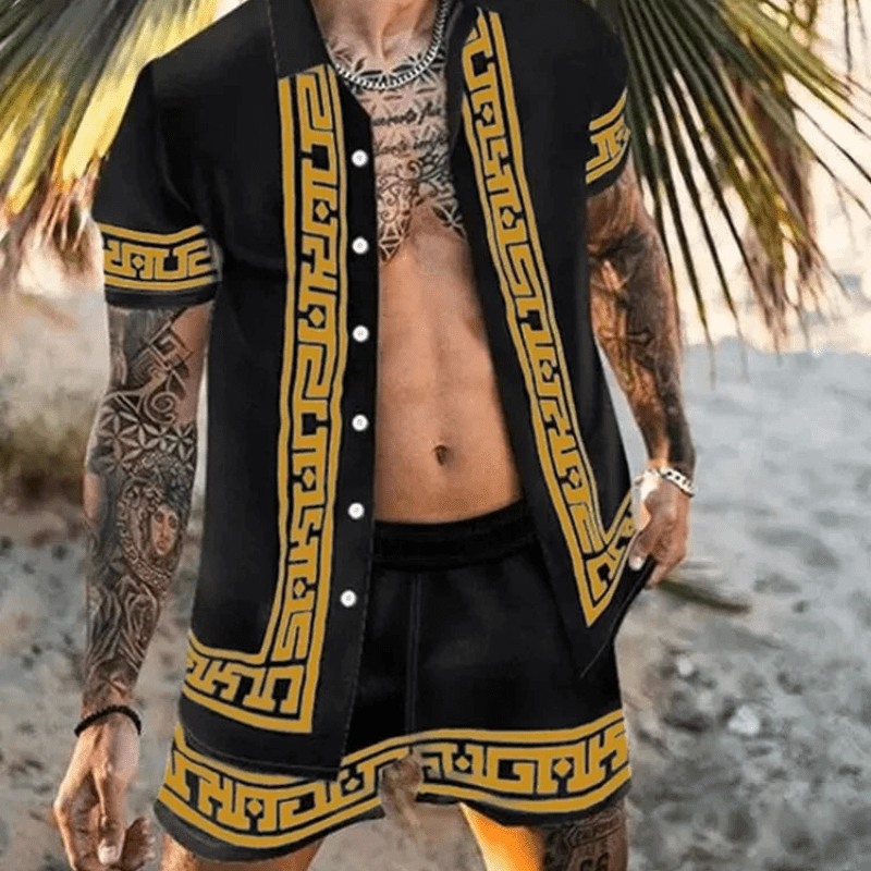 Zweiteiliges Herren Sommer Set mit Patchwork-Print – Malik