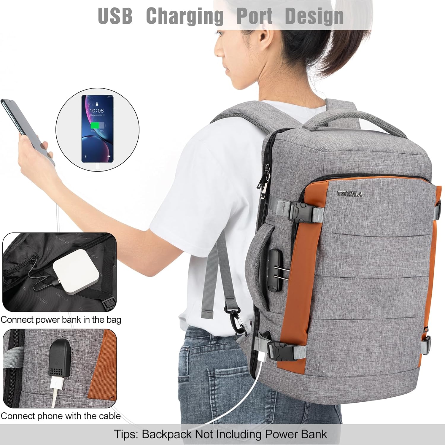 40L Wasserdichter Reise-Laptop-Rucksack mit USB-Anschluss & Diebstahlschutz – AeroPack