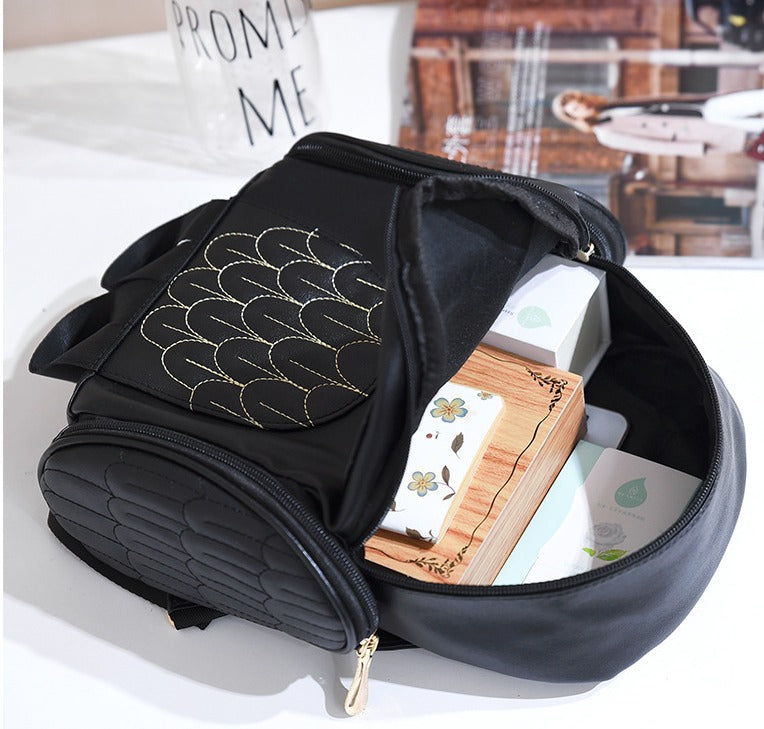 PU-Leder Rucksack mit Eulenprint für Damen – Mehrtaschen-Design