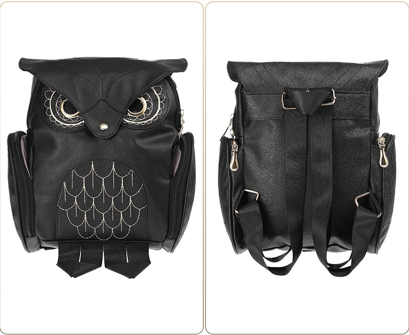 PU-Leder Rucksack mit Eulenprint für Damen – Mehrtaschen-Design