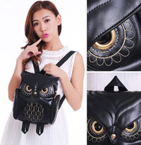 PU-Leder Rucksack mit Eulenprint für Damen – Mehrtaschen-Design