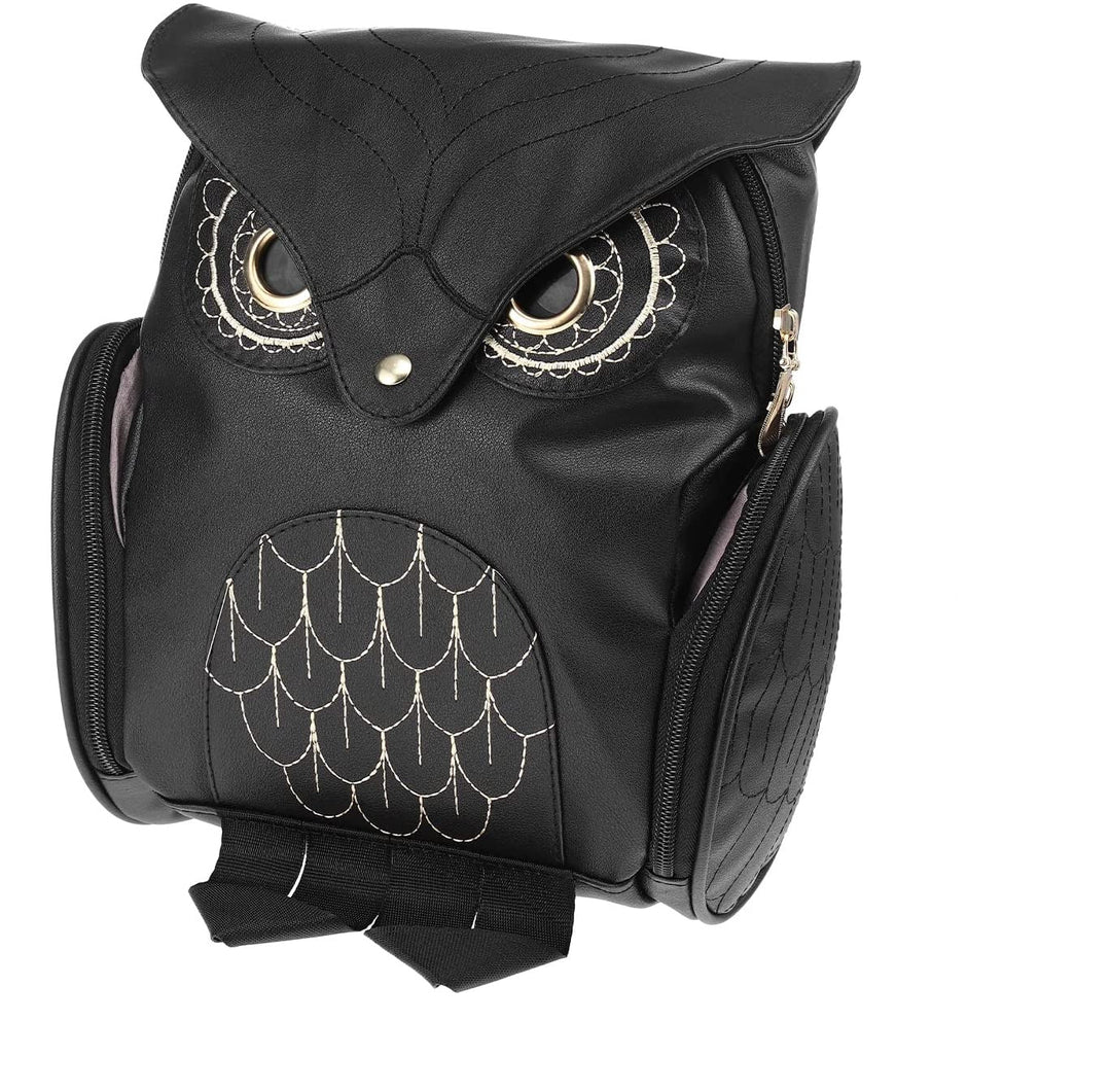 PU-Leder Rucksack mit Eulenprint für Damen – Mehrtaschen-Design