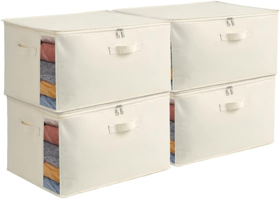 Canvas Kleideraufbewahrungs-Organizer Set – Doppelte Reißverschlusstasche mit Griffen und Sichtfenster