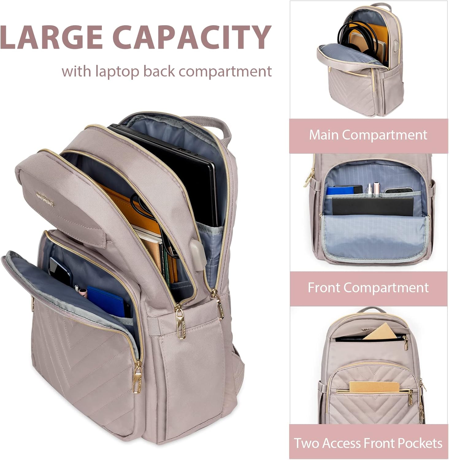 Leichter Wasserdichter Laptop-Rucksack mit USB-Anschluss – 15,6" kompatibel