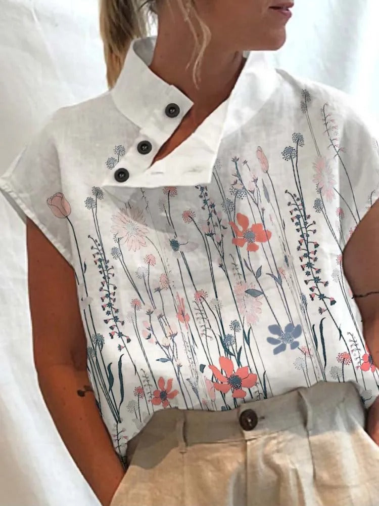 Kurzarm-Blusenshirt mit verspieltem Print – Felicia