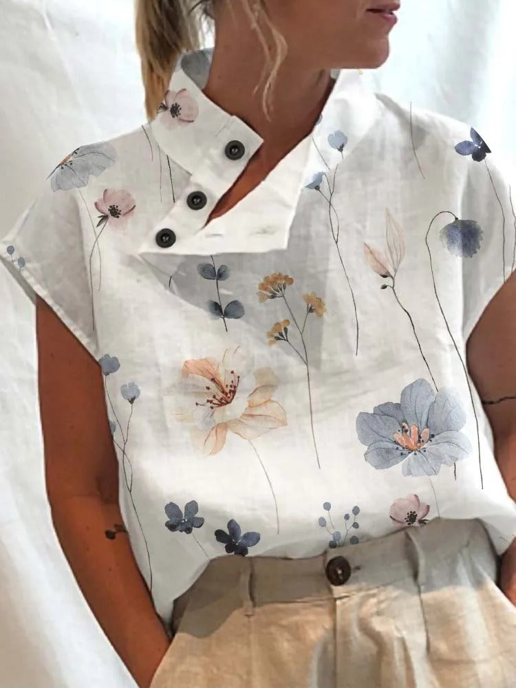 Kurzarm-Blusenshirt mit verspieltem Print – Felicia