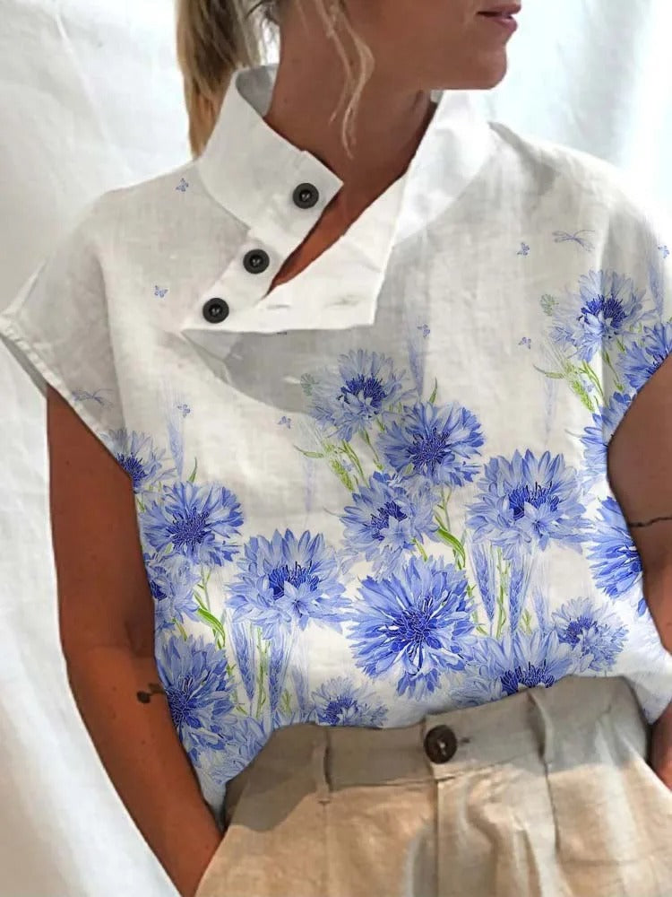 Kurzarm-Blusenshirt mit verspieltem Print – Felicia