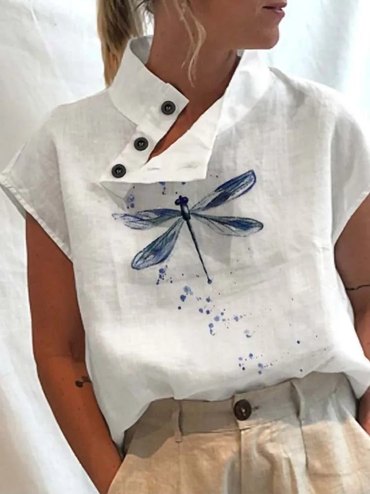 Kurzarm-Blusenshirt mit verspieltem Print – Felicia