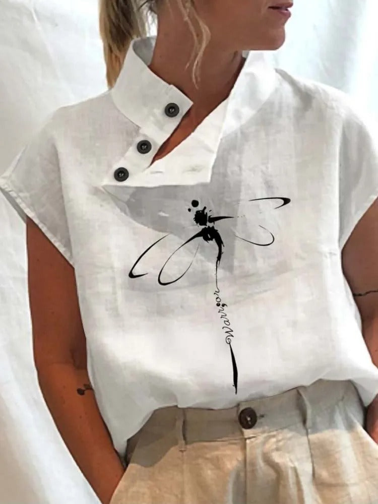 Kurzarm-Blusenshirt mit verspieltem Print – Felicia