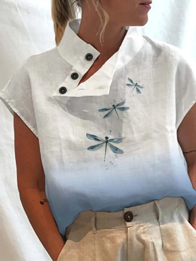 Kurzarm-Blusenshirt mit verspieltem Print – Felicia