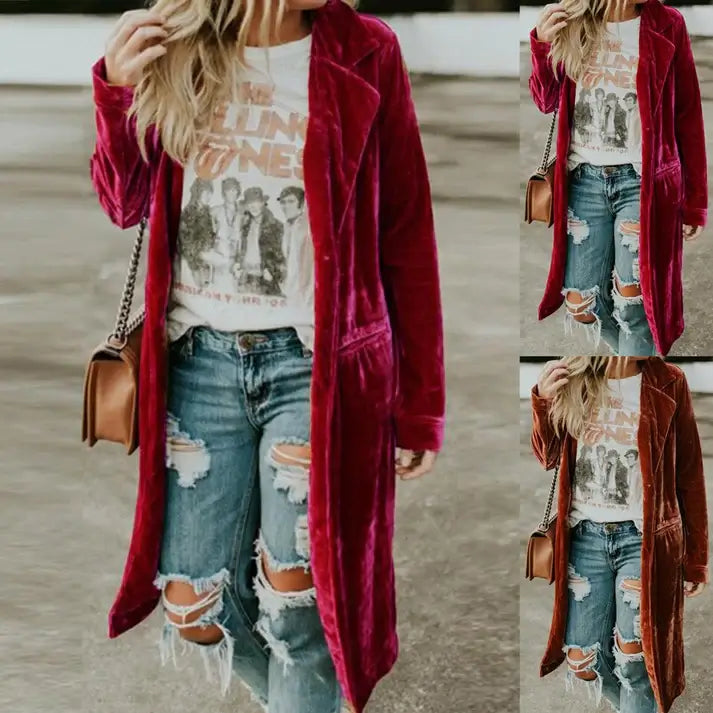 Damen Samt-Duster-Mantel – Valentina