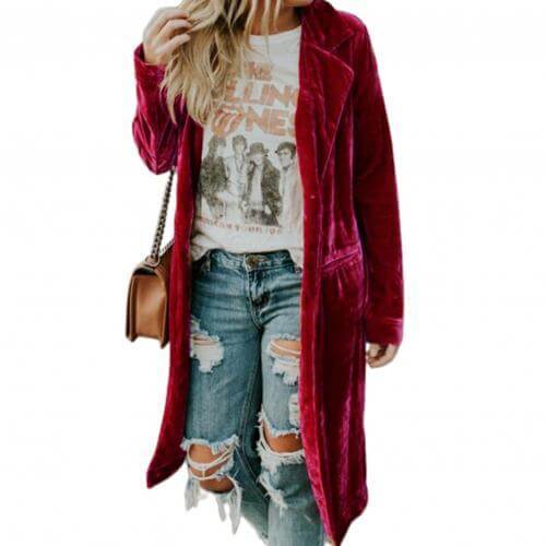 Damen Samt-Duster-Mantel – Valentina
