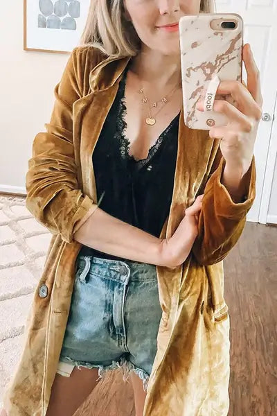 Damen Samt-Duster-Mantel – Valentina