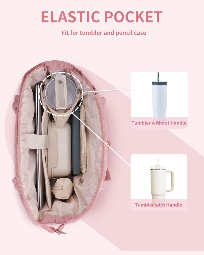 Gepolsterte Puffer Tote mit Becherhalter und Laptopfach für Reisen und Arbeit
