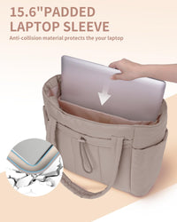 Gepolsterte Puffer Tote mit Becherhalter und Laptopfach für Reisen und Arbeit