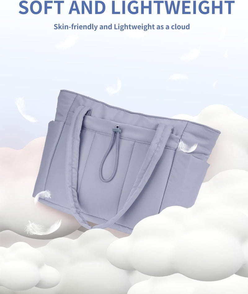 Gepolsterte Puffer Tote mit Becherhalter und Laptopfach für Reisen und Arbeit