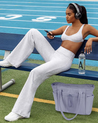 Gepolsterte Puffer Tote mit Becherhalter und Laptopfach für Reisen und Arbeit