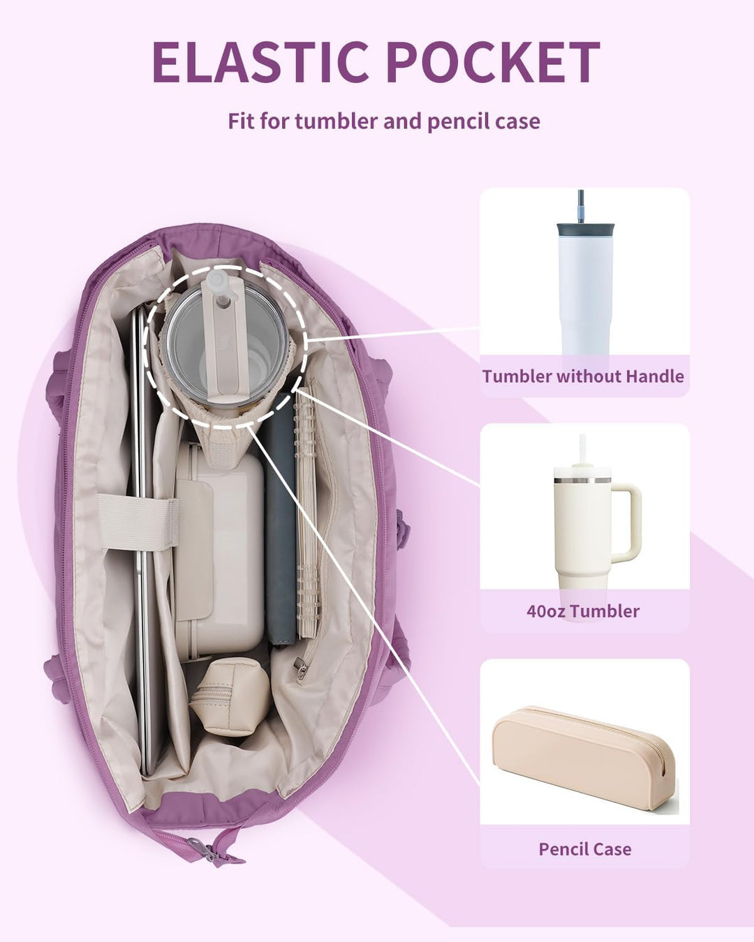 Gepolsterte Puffer Tote mit Becherhalter und Laptopfach für Reisen und Arbeit