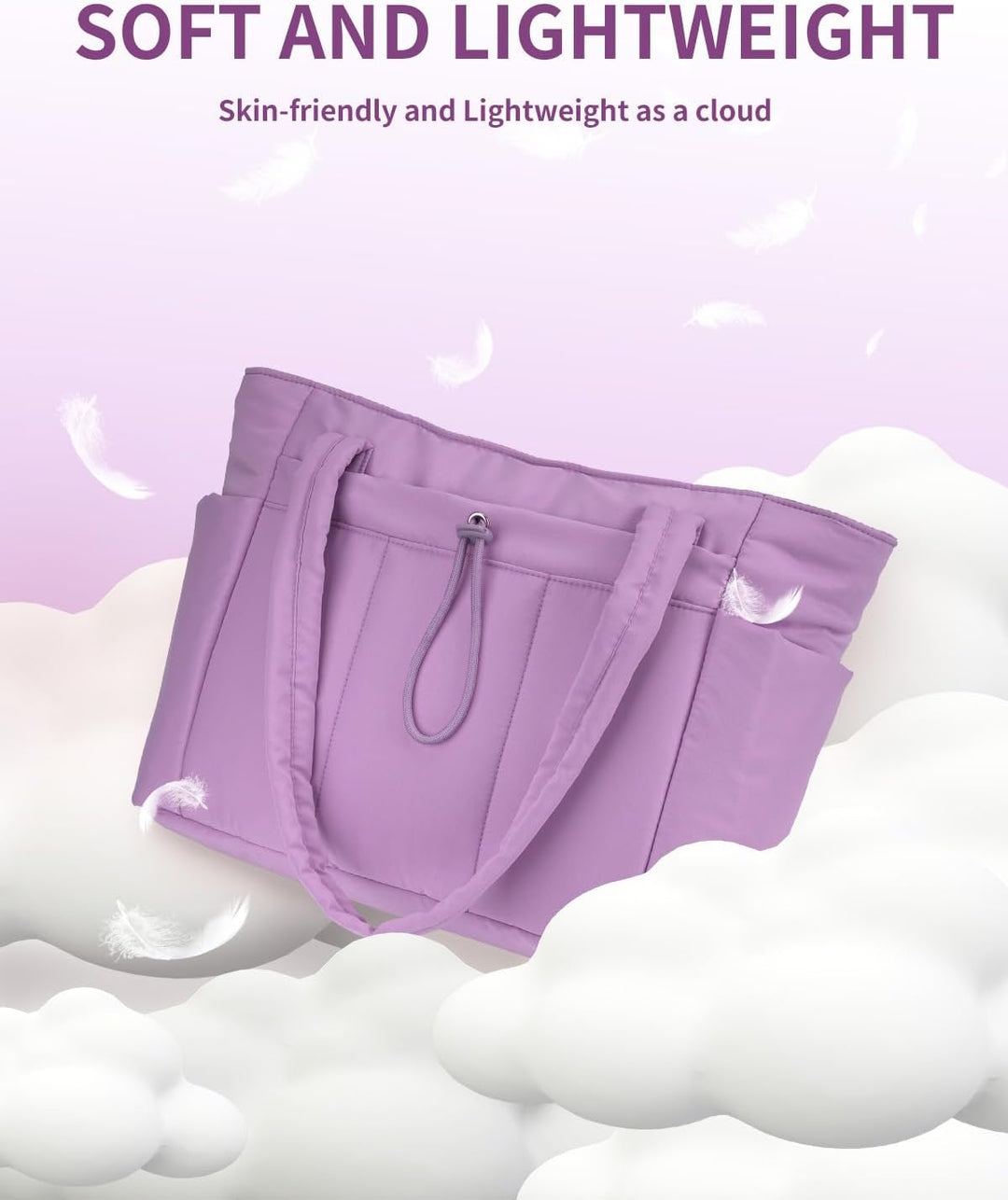 Gepolsterte Puffer Tote mit Becherhalter und Laptopfach für Reisen und Arbeit