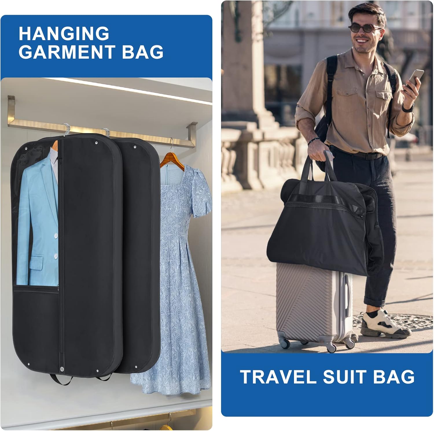 Wasserdichte Oxford-Kleidertasche – Anzughülle mit Seitenfalte und Taschen (Kaufe 1, Erhalte 1 GRATIS)