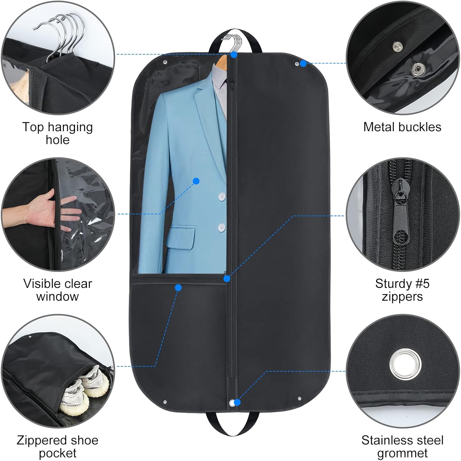 Wasserdichte Oxford-Kleidertasche – Anzughülle mit Seitenfalte und Taschen (Kaufe 1, Erhalte 1 GRATIS)