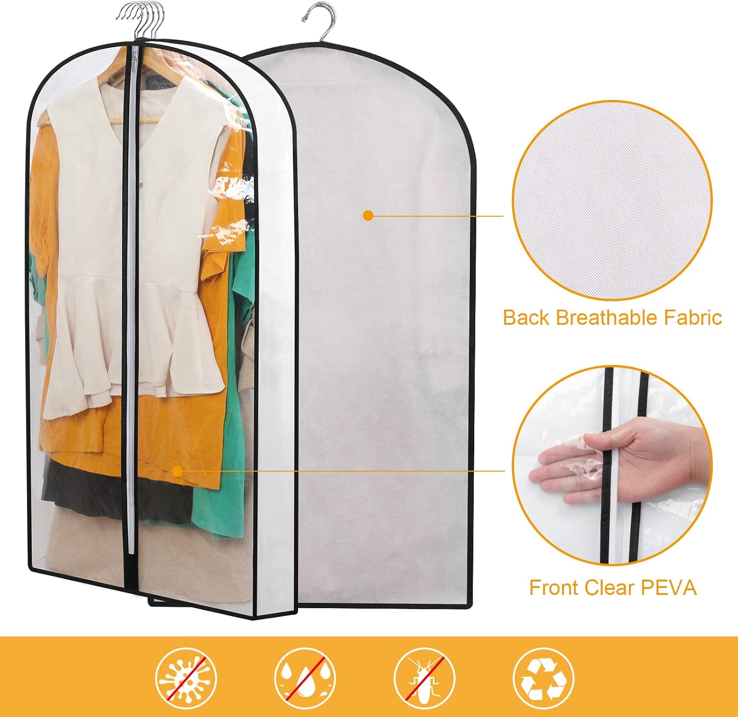PEVA Kleidersack-Set – 12er-Pack Hängende Kleiderhüllen in 3 Größen (Kaufe 1, erhalte 1 GRATIS)