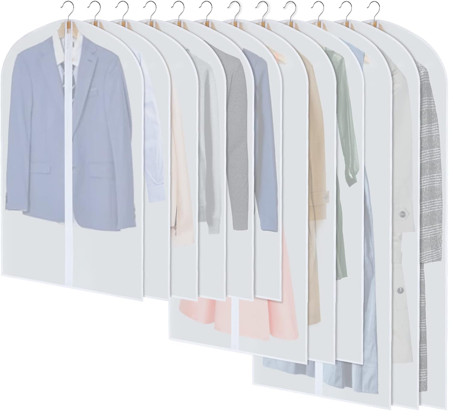 PEVA Kleidersack-Set – 12er-Pack Hängende Kleiderhüllen in 3 Größen (Kaufe 1, erhalte 1 GRATIS)