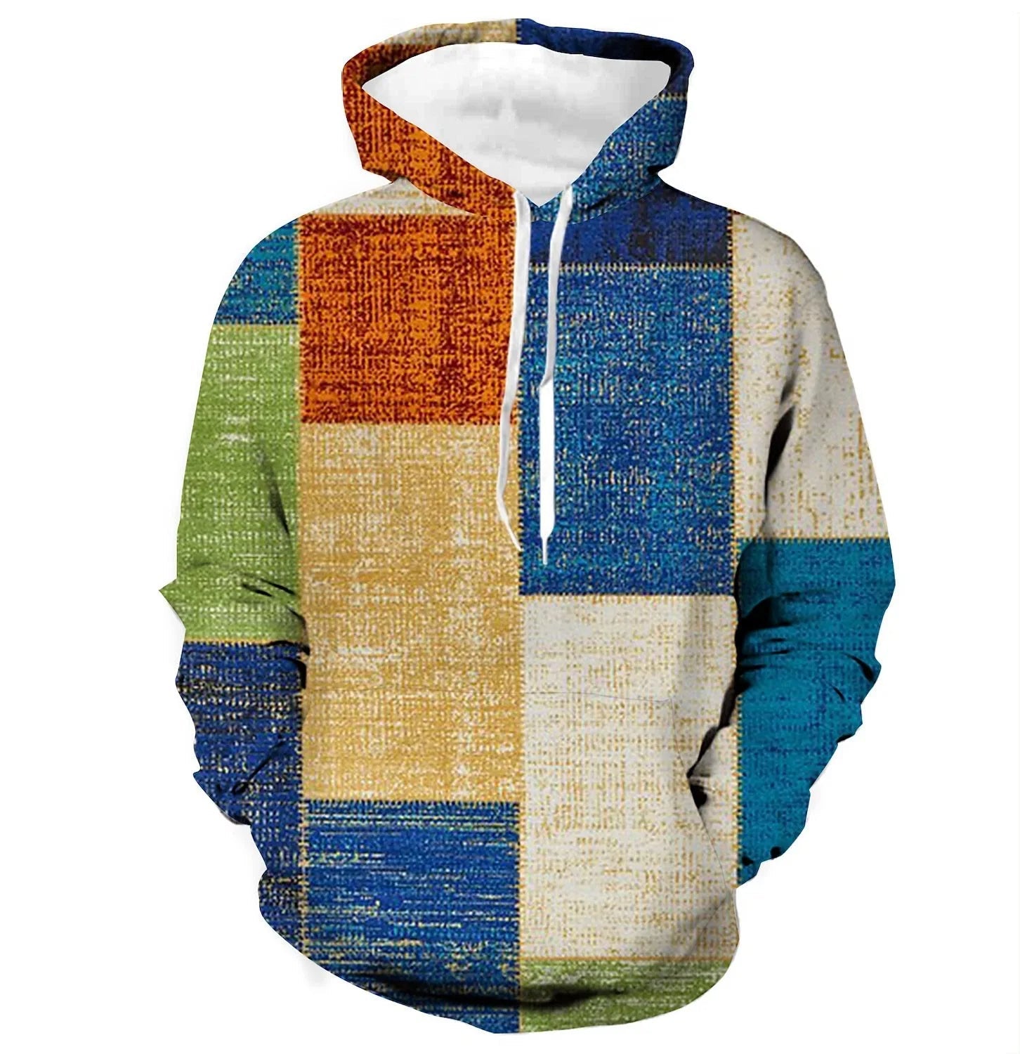 3D-Karierter Hoodie | Urban Vibes Übergrößen-Pullover