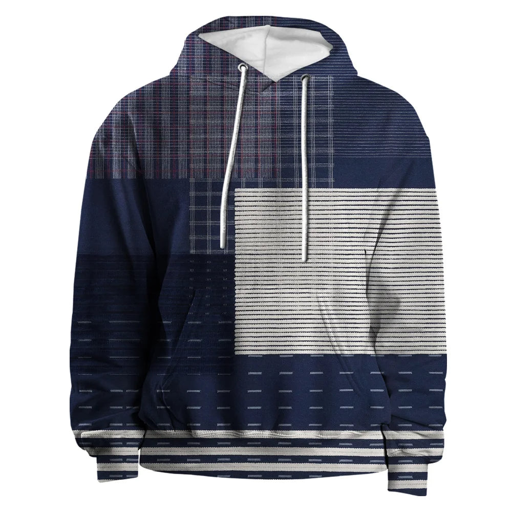 3D-Karierter Hoodie | Urban Vibes Übergrößen-Pullover