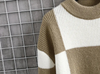 Farbpatch-Pullover | Karierter Strickpullover