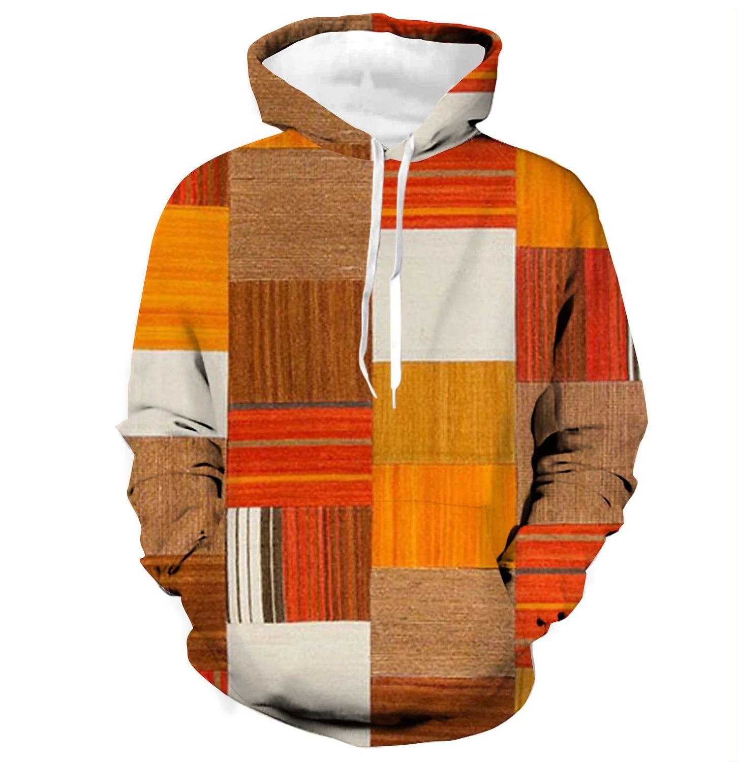 3D-Karierter Hoodie | Urban Vibes Übergrößen-Pullover