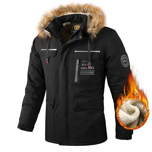 Winterparka mit Fleecefutter | Winddichte Jacke mit Kapuze