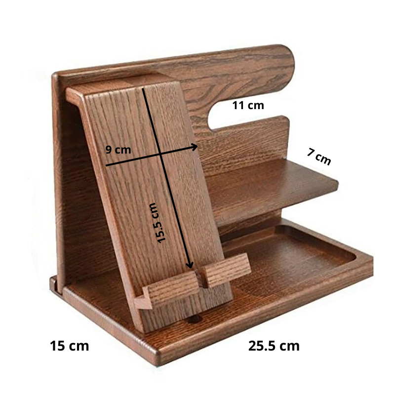 Telefon-Dockingstation aus Holz | Perfekter Organizer für Ihre Gadgets