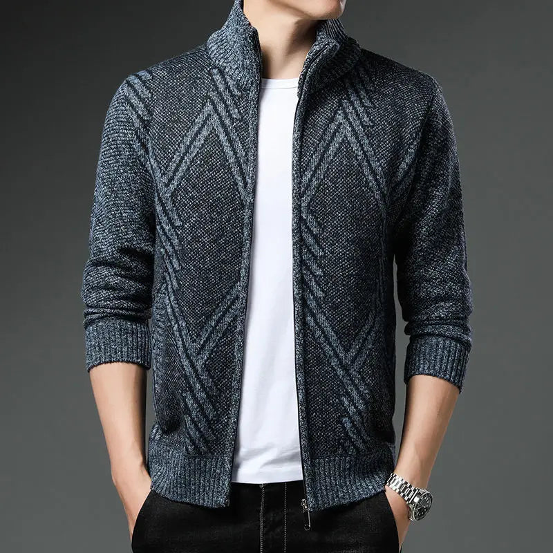 StripeZip Weste | Trendiger gestreifter Winter-Cardigan