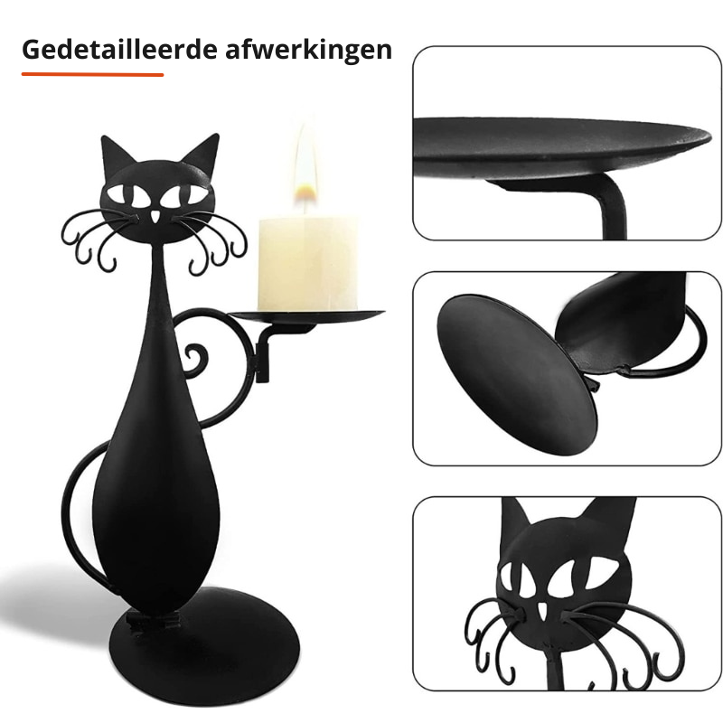 Kerzenhalter „Schwarze Katze“ | Verleihen Sie Ihrem Interieur einen Hauch von Mystik