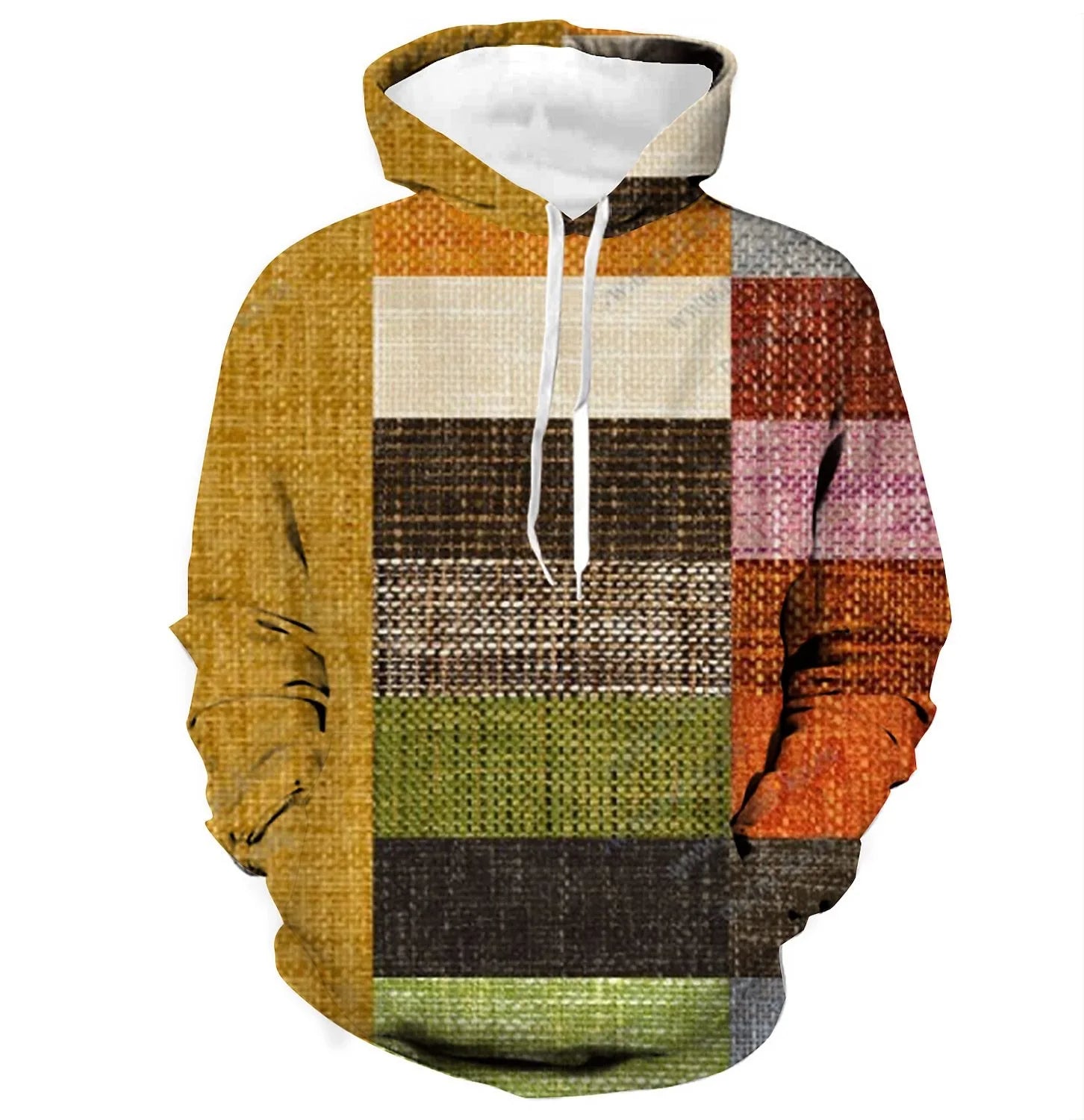 3D-Karierter Hoodie | Urban Vibes Übergrößen-Pullover