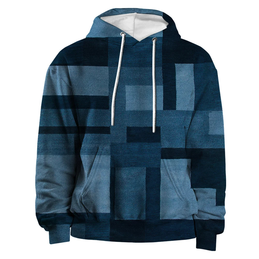 3D-Karierter Hoodie | Urban Vibes Übergrößen-Pullover