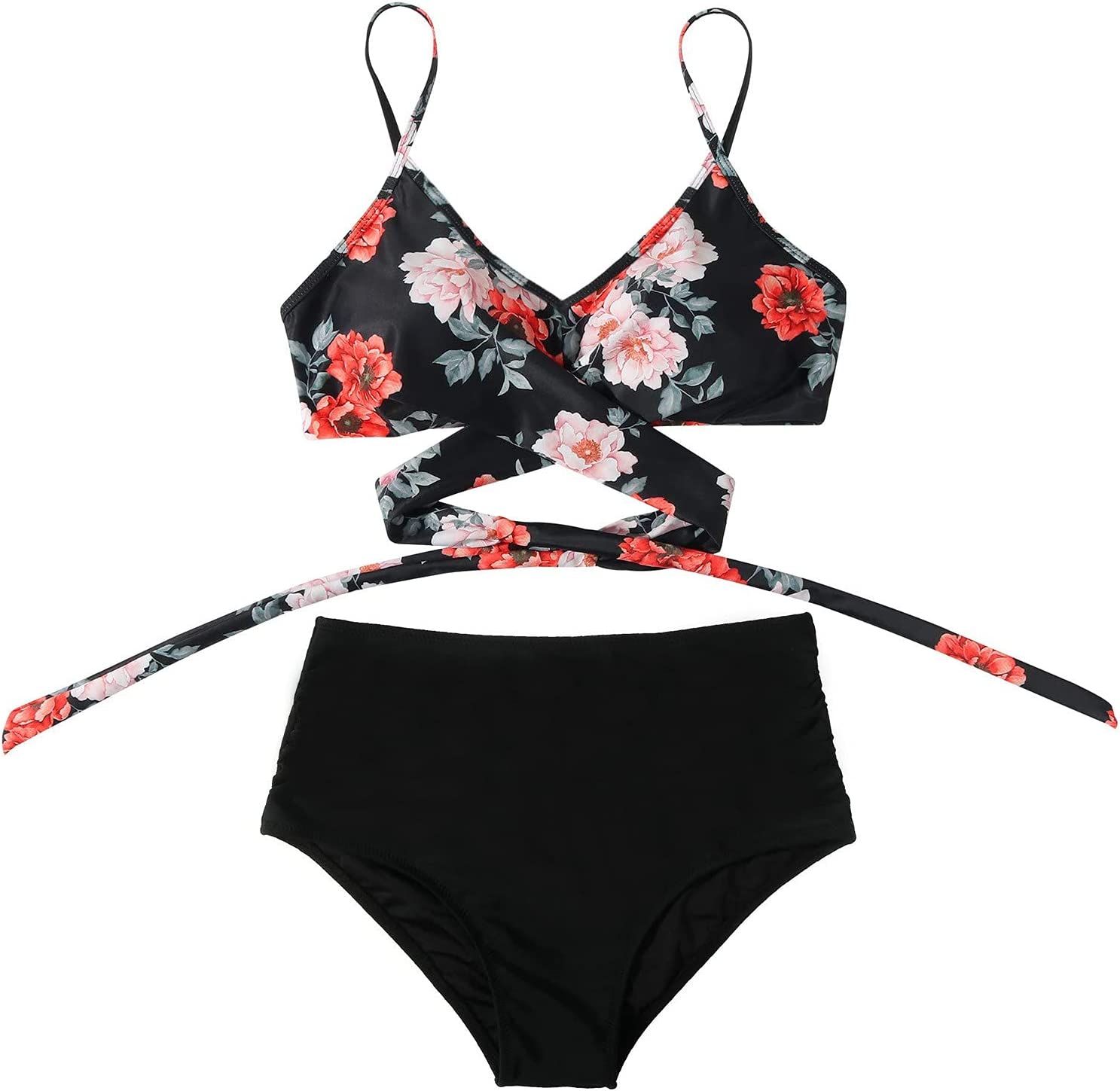 Belle hoch taillierter, farbenfroher Damen-Bikini