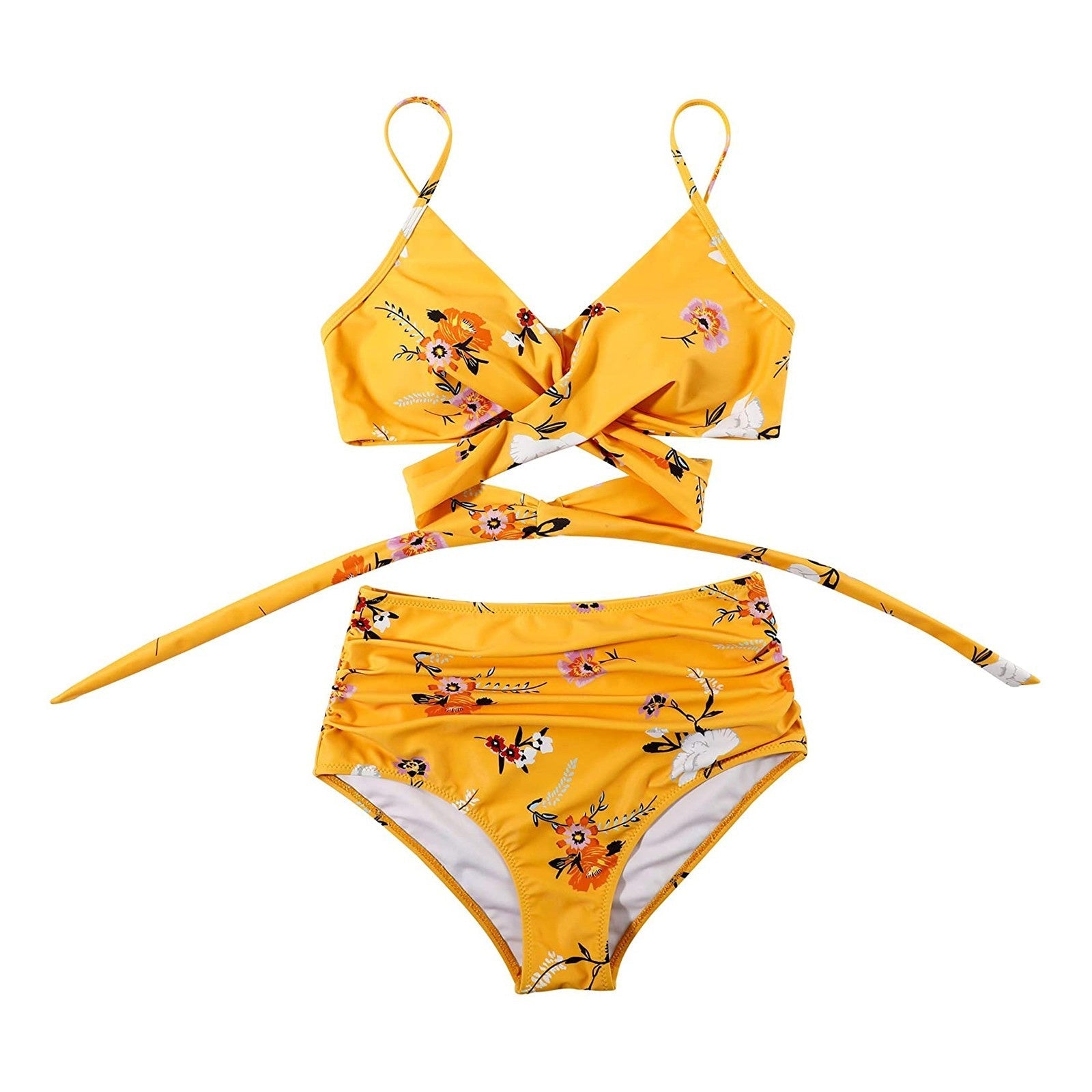 Belle hoch taillierter, farbenfroher Damen-Bikini