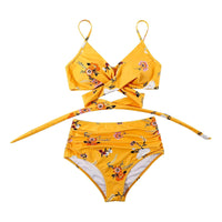 Belle hoch taillierter, farbenfroher Damen-Bikini