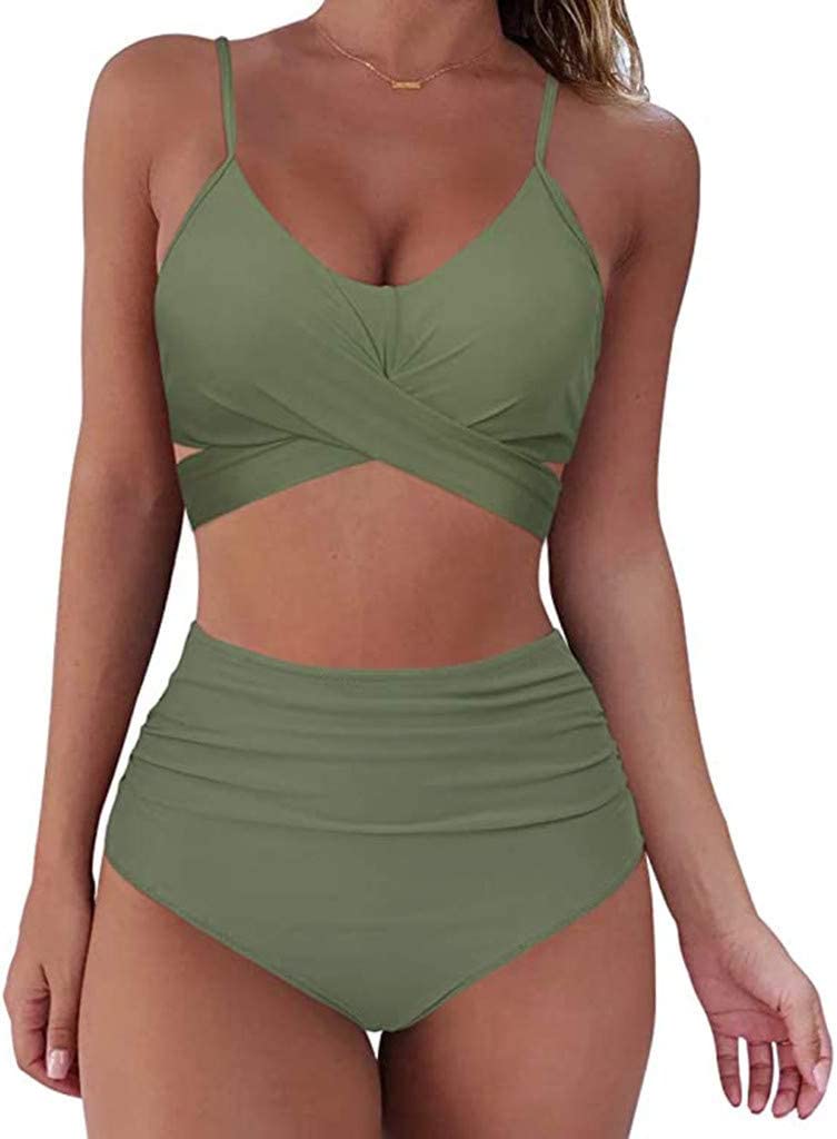 Belle hoch taillierter, farbenfroher Damen-Bikini