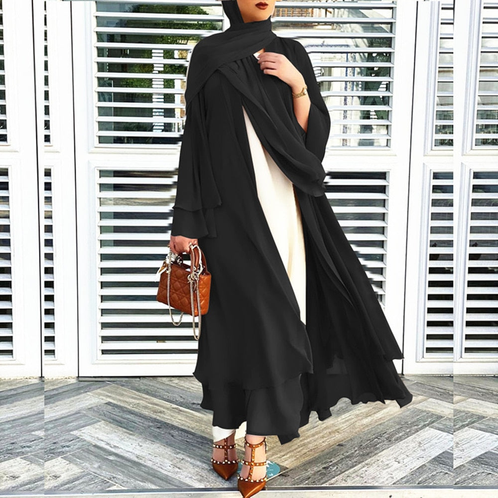 Offene Amina Abaya mit Hijab | Eine schöne und luftige Abaya